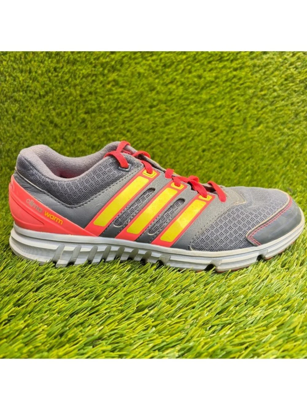 Adidas Climawarm Womens Size 8 Gray Pink Yellow Athletic Running Shoes Sneakers